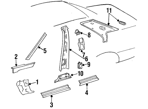 Mercedes-Benz 201-690-05-25-9045 Rear Pillar Trim