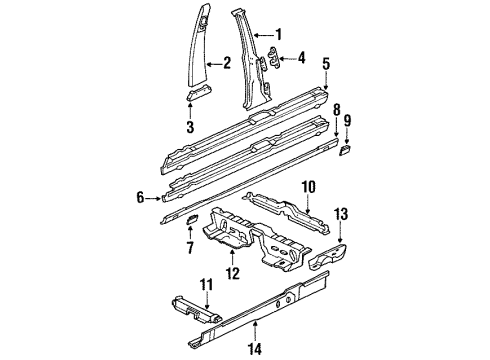 Mercedes-Benz 126-690-80-25-7095 Center Pillar Trim