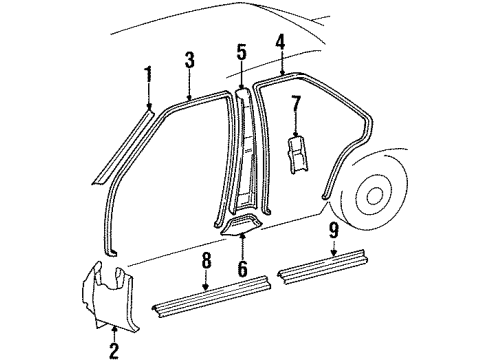 Mercedes-Benz 124-692-04-22-9051 Center Pillar Trim