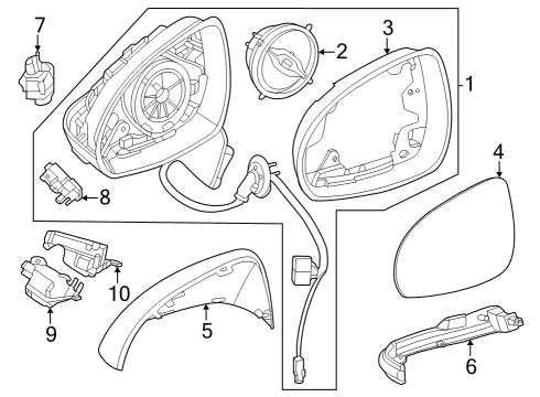 Mirror Assembly Diagram for 254-810-93-03