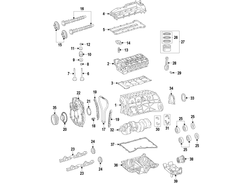 2014 Mercedes-Benz GLK250 Engine Parts, Mounts, Cylinder Head & Valves, Camshaft & Timing, Oil Pan, Oil Pump, Balance Shafts, Crankshaft & Bearings, Pistons, Rings & Bearings