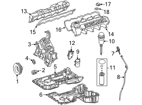 2003 Mercedes-Benz CLK500 Engine Parts, Mounts, Cylinder Head & Valves, Camshaft & Timing, Oil Cooler, Oil Pan, Oil Pump, Crankshaft & Bearings, Pistons, Rings & Bearings