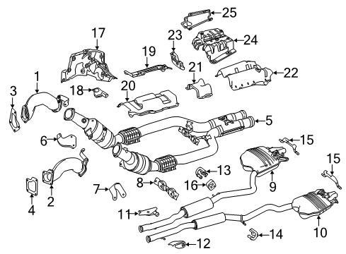 Muffler & Pipe Front Bracket Diagram for 222-491-18-41