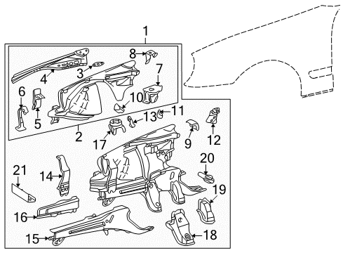 Apron/Rail Assembly Diagram for 208-620-23-61