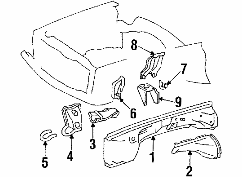 1987 Mercedes-Benz 560SL Inner Structure & Rails - Fender