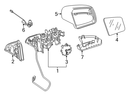 Mirror Glass Diagram for 166-810-09-19