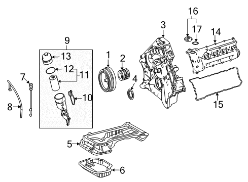 2007 Mercedes-Benz R63 AMG Engine Parts, Mounts, Cylinder Head & Valves, Camshaft & Timing, Variable Valve Timing, Oil Pan, Oil Pump, Crankshaft & Bearings, Pistons, Rings & Bearings