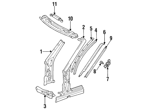 1995 Mercedes-Benz E320 Cowl & Windshield - Hinge Pillar