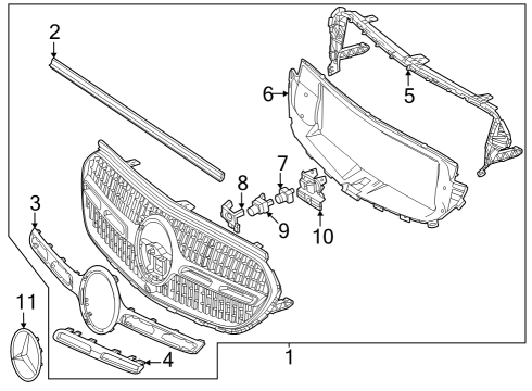 2023 Mercedes-Benz GLC300 Grille & Components Diagram 4