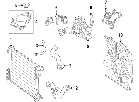 2014 Mercedes-Benz GLK250 Radiator & Components, Water Pump, Cooling Fan