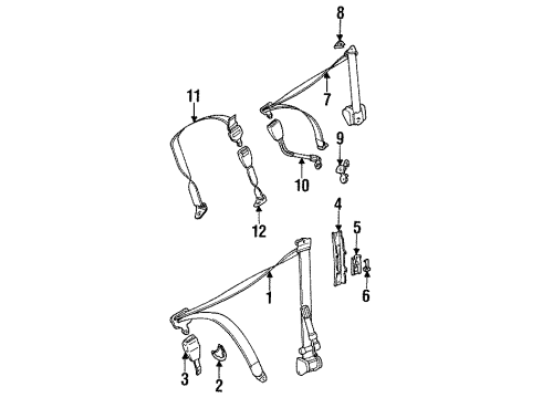 Belt & Retractor Lower Bracket Diagram for 126-860-39-96