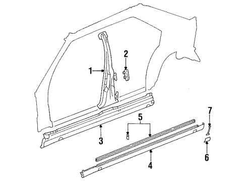 1995 Mercedes-Benz E320 Center Pillar & Rocker, Hinge Pillar