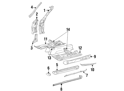 Front Floor Pan Diagram for 129-616-04-67