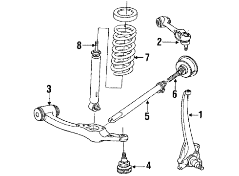 1984 Mercedes-Benz 300SD Front Suspension, Control Arm, Stabilizer Bar Diagram 2