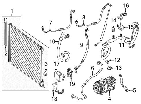 2015 Mercedes-Benz C300 A/C Condenser, Compressor & Lines