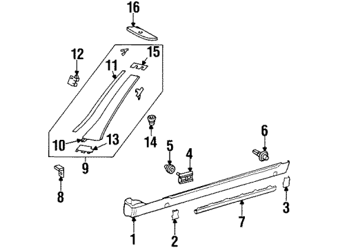 Pillar Molding Diagram for 129-698-06-89