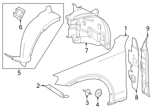 Front Fender Liner Diagram for 254-690-31-01