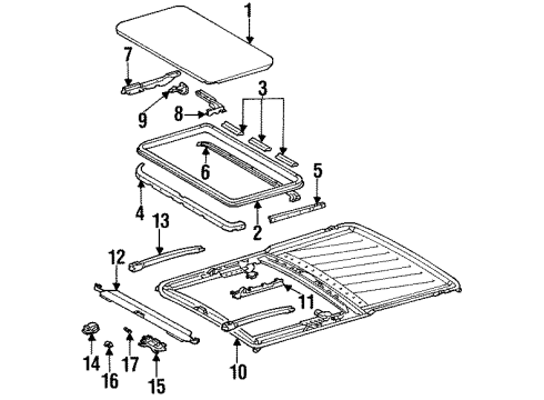 1991 Mercedes-Benz 350SDL Sunroof, Body Diagram 1