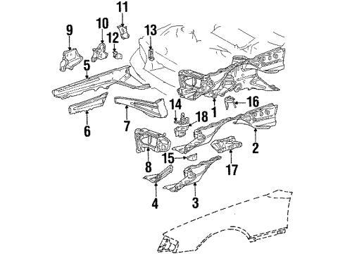 1997 Mercedes-Benz SL320 Structural Components & Rails