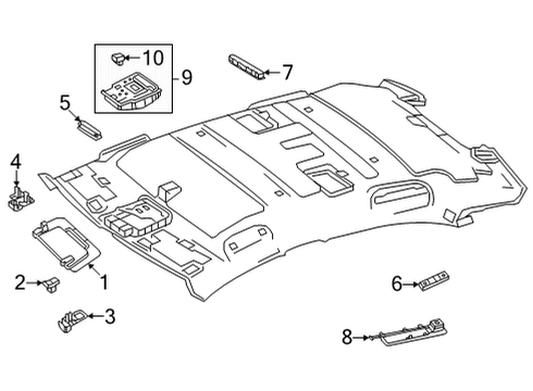 2023 Mercedes-Benz EQS 450+ Interior Trim - Roof Diagram 2