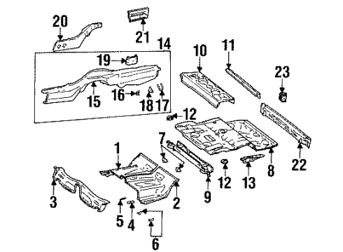 Center Floor Pan Diagram for 124-610-07-61
