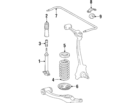 1991 Mercedes-Benz 560SEC Front Suspension, Control Arm, Stabilizer Bar Diagram 3