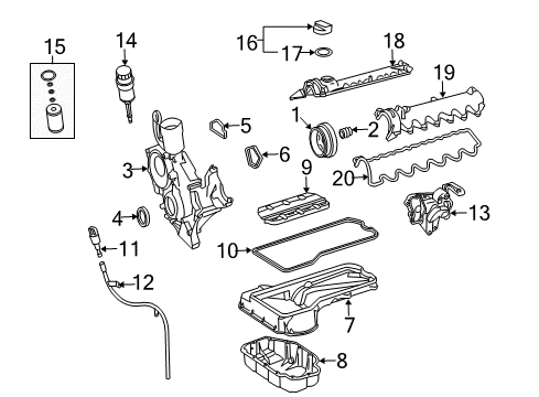 2004 Mercedes-Benz S600 Engine Parts & Mounts, Timing, Lubrication System Diagram 1