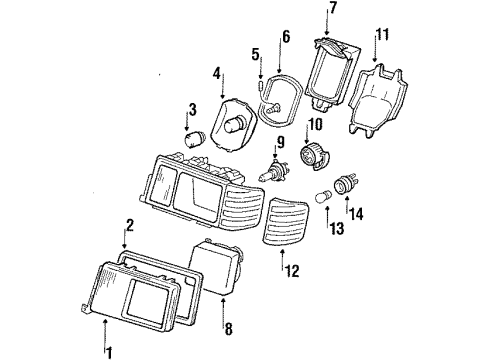 Headlamp Lens Diagram for 003-826-24-90