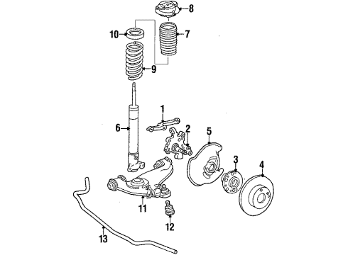 1987 Mercedes-Benz 260E Front Suspension, Control Arm, Stabilizer Bar Diagram 2