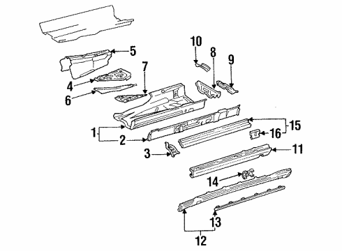 Center Floor Pan Diagram for 124-610-06-71