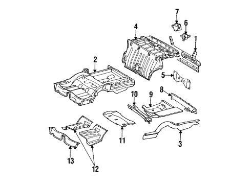 Rear Floor Pan Diagram for 124-610-24-61