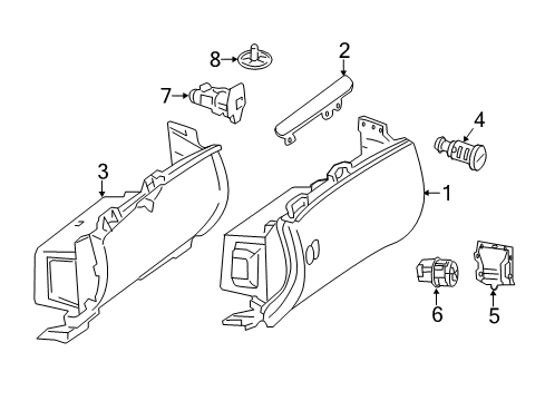 Glove Box Assembly Diagram for 221-680-10-91-8L72