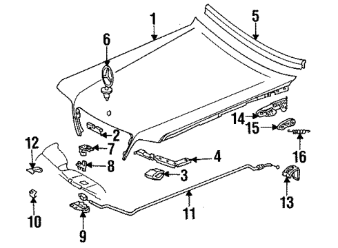 1995 Mercedes-Benz E320 Hood & Components, Body Diagram 3