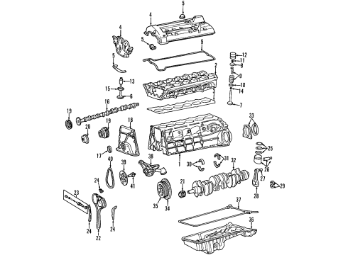1997 Mercedes-Benz E320 Engine Parts, Mounts, Cylinder Head & Valves, Camshaft & Timing, Oil Pan, Oil Pump, Crankshaft & Bearings, Pistons, Rings & Bearings
