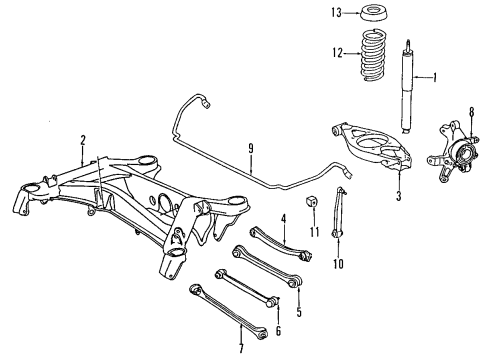 1990 Mercedes-Benz 300TE Rear Suspension, Control Arm, Stabilizer Bar Diagram 2