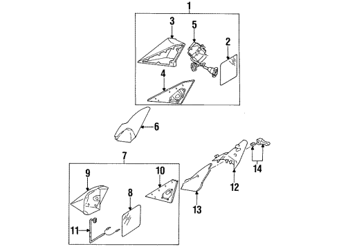 Mirror Assembly Diagram for 124-810-14-16