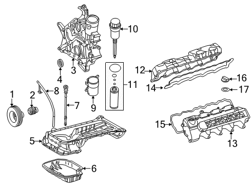 2005 Mercedes-Benz SL500 Engine Parts & Mounts, Timing, Lubrication System Diagram 1