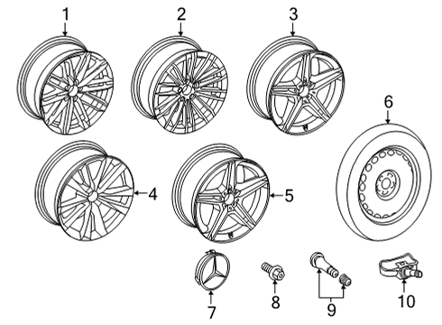 2023 Mercedes-Benz S580 Wheels Diagram 1