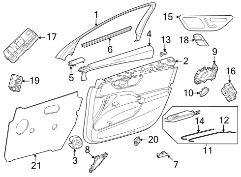 Armrest Diagram for 254-720-32-01-9051