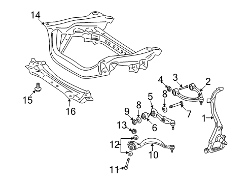2012 Mercedes-Benz S400 Front Suspension, Control Arm Diagram 1