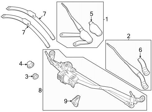 Wiper Arm Diagram for 254-820-20-00