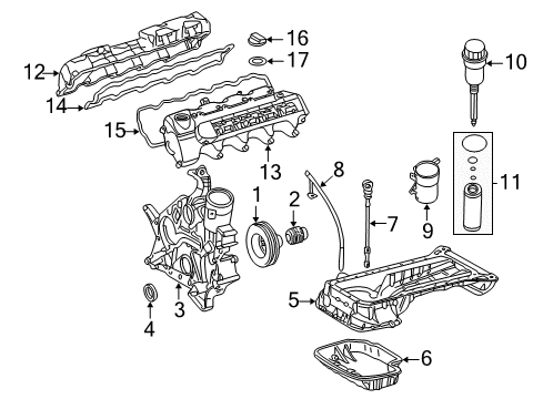 2003 Mercedes-Benz E500 Engine Parts & Mounts, Timing, Lubrication System Diagram 1