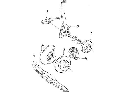 1986 Mercedes-Benz 300SDL Front Suspension, Control Arm, Stabilizer Bar Diagram 1