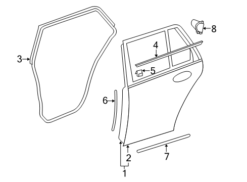 2007 Mercedes-Benz E63 AMG Rear Door, Body Diagram 2