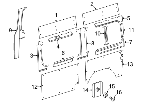 2018 Mercedes-Benz Sprinter 3500 Interior Trim - Side Panel Diagram 1