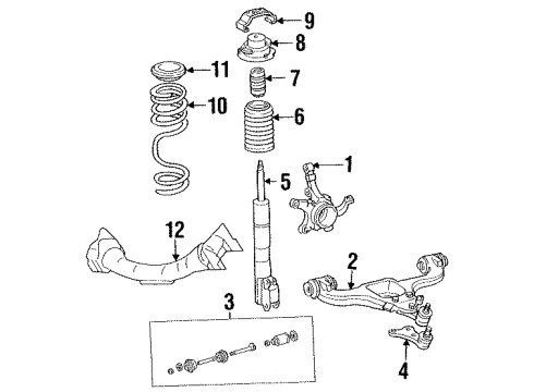 1992 Mercedes-Benz 400E Front Suspension, Control Arm, Stabilizer Bar Diagram 1