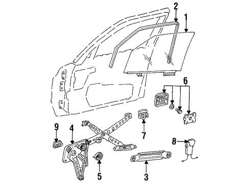 1987 Mercedes-Benz 300SDL Front Door - Glass & Hardware