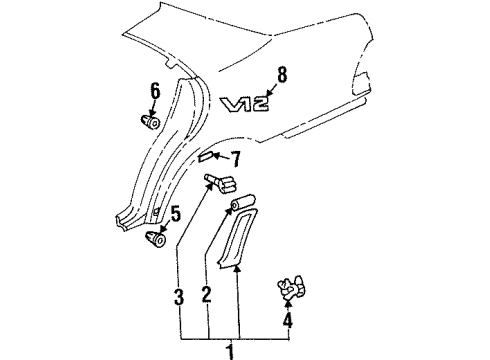 Mercedes-Benz 140-698-92-80 Upper Molding 140-698-92-80 Mercedes-Benz Upper Molding