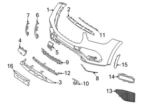 Mercedes-Benz 167-885-45-07-64 BUMPER HOLDER
