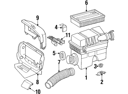 Mercedes-Benz 111-090-00-41 Air Cleaner Assembly Mount Bracket